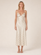 The Black Polka Dot Satin Midi product image D