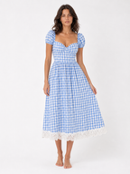 The Blue Gingham Gathered Midi product image D