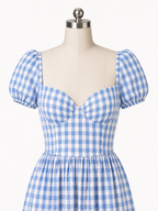 The Blue Gingham Gathered Midi product image E