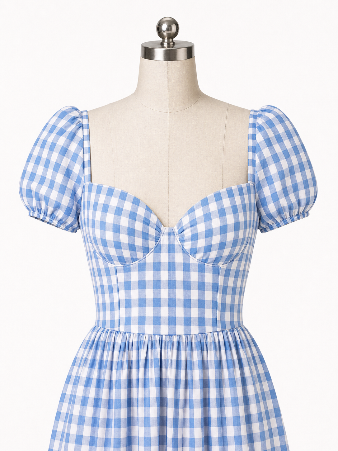 The Blue Gingham Gathered Midi product image E