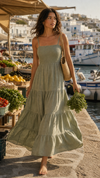 The Sage Linen Tiered Maxi product image A