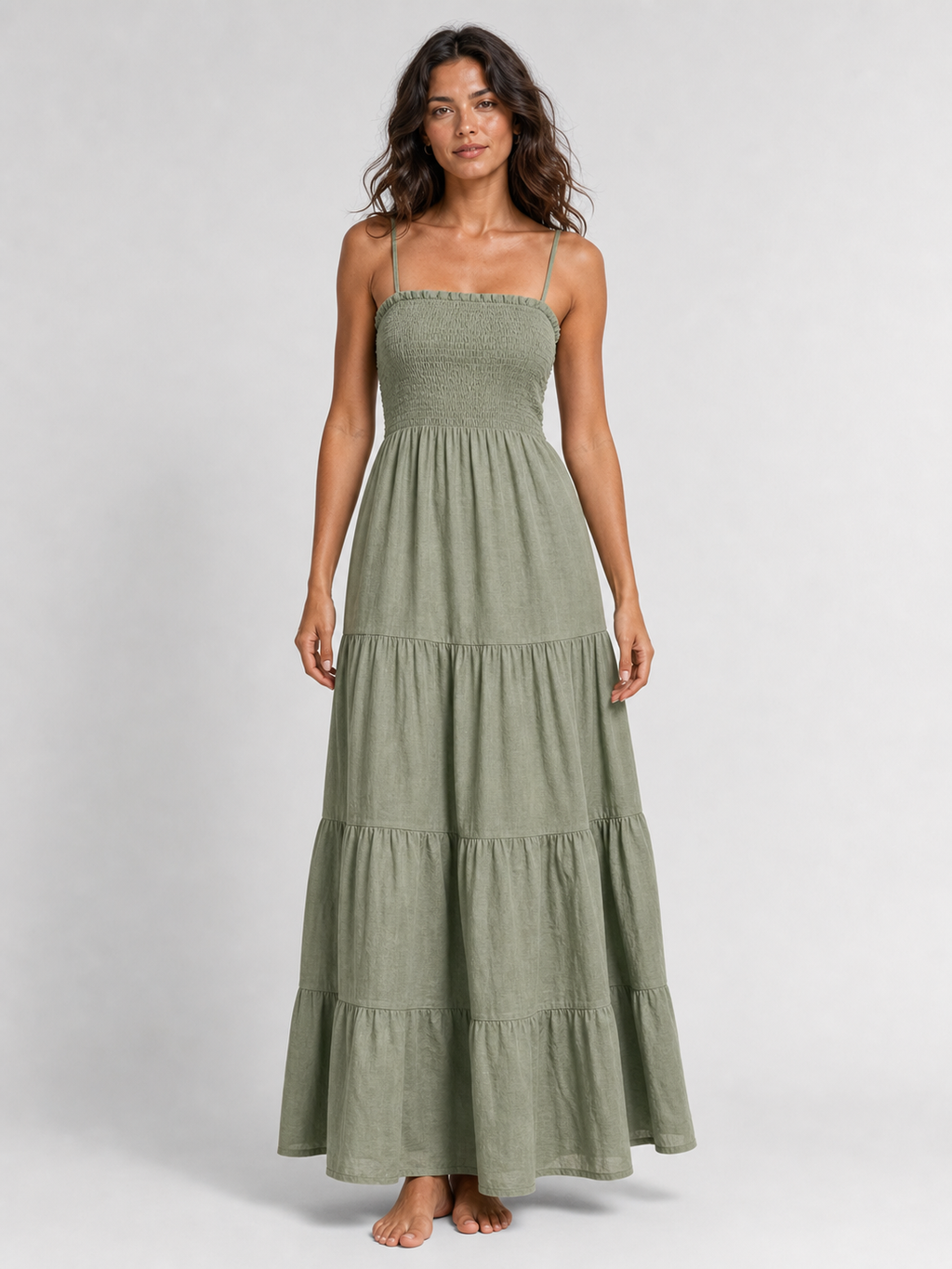 The Sage Linen Tiered Maxi product image D