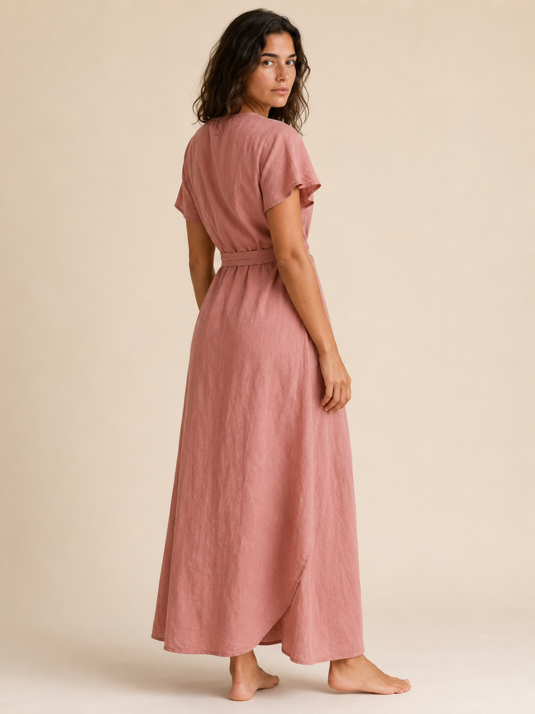 The Dusty Rose Wrap Linen Maxi secondary view