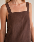 The Chocolate Column Linen Maxi neckline detail