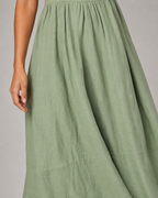 The Sage Linen Garden Maxi fabric detail