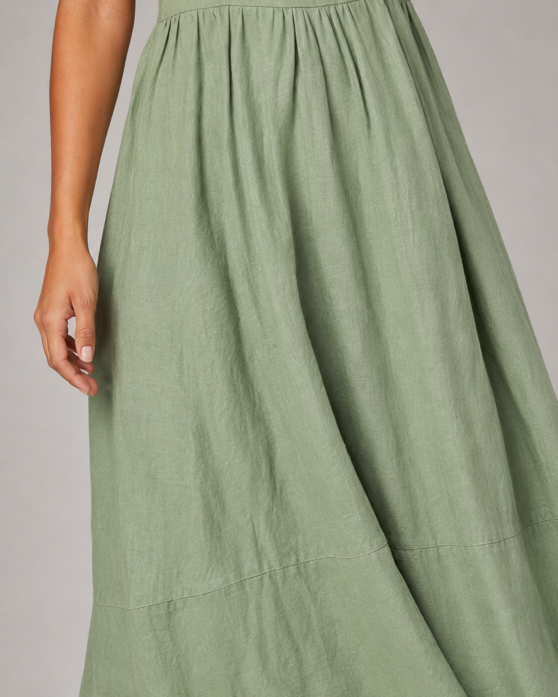 The Sage Linen Garden Maxi fabric detail