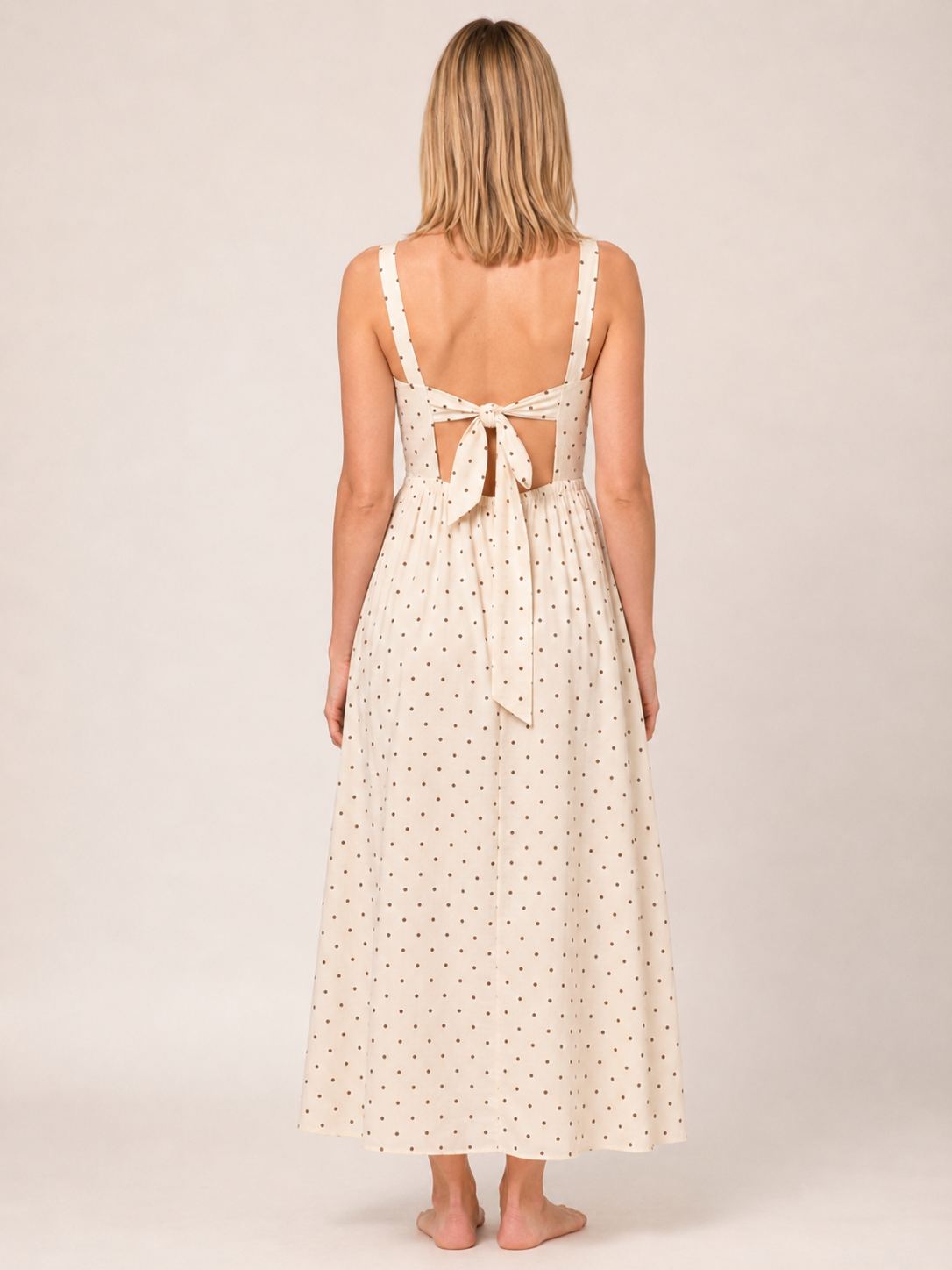 The Mocha Polka Dot Linen Maxi secondary view