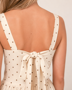 The Mocha Polka Dot Linen Maxi print detail