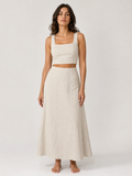 The Ecru Linen Maxi Skirt Co-ord front view