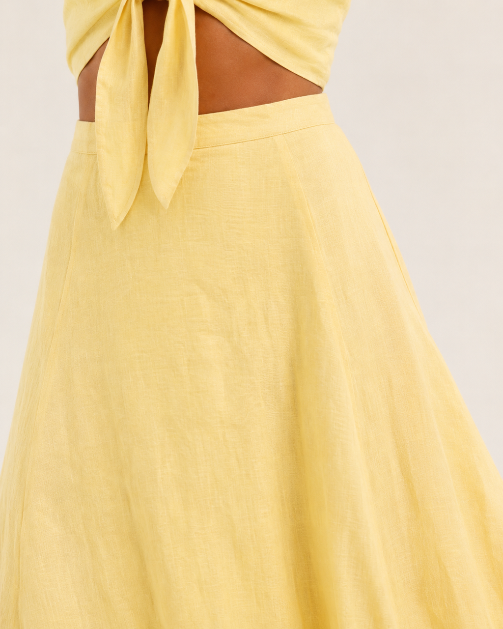 The Butter Linen Tie-Top Skirt Set fabric detail
