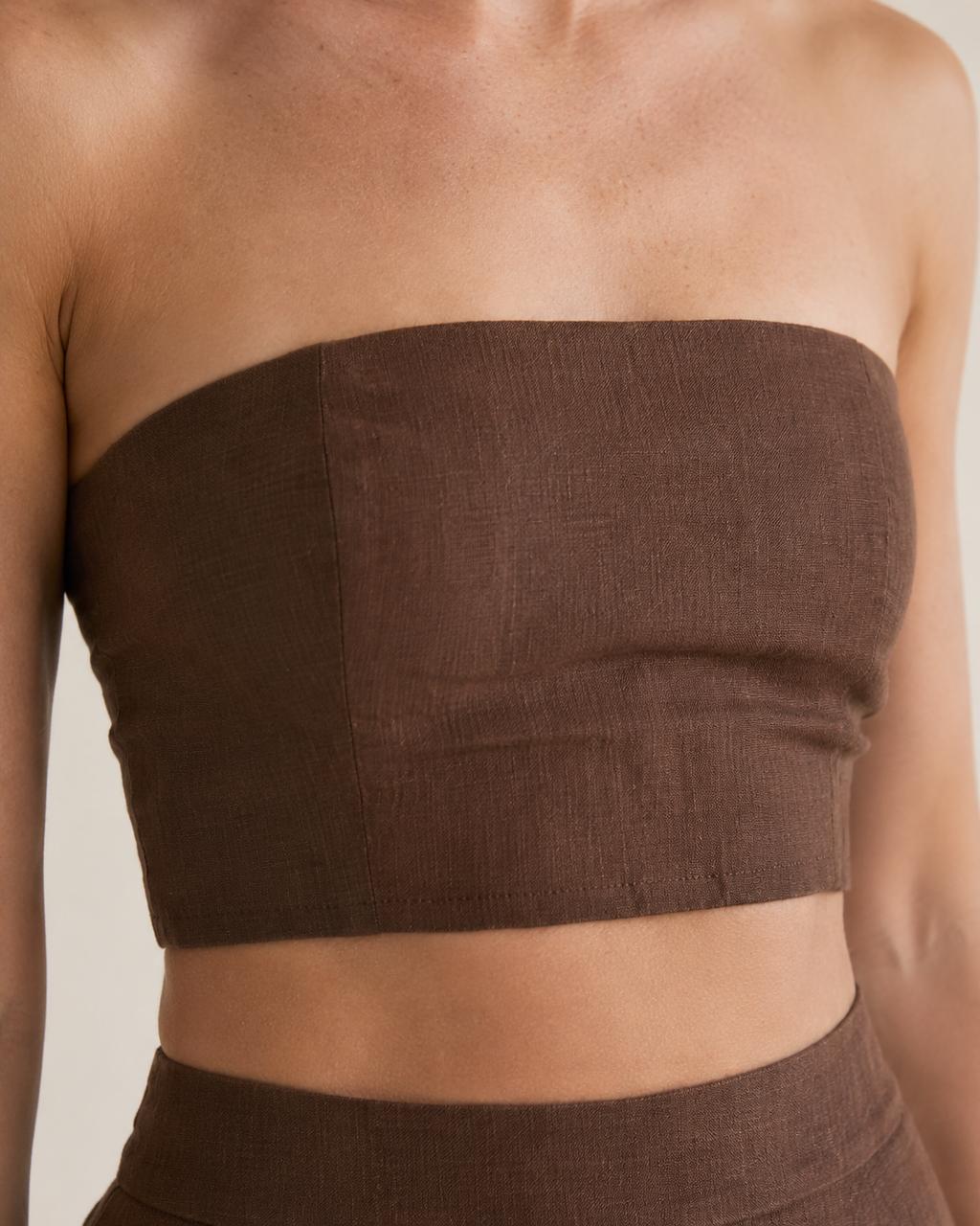 The Chocolate Bandeau Maxi Skirt Set top detail