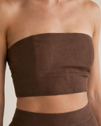 The Chocolate Bandeau Maxi Skirt Set top detail