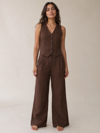 The Chocolate Linen Waistcoat Trouser Set