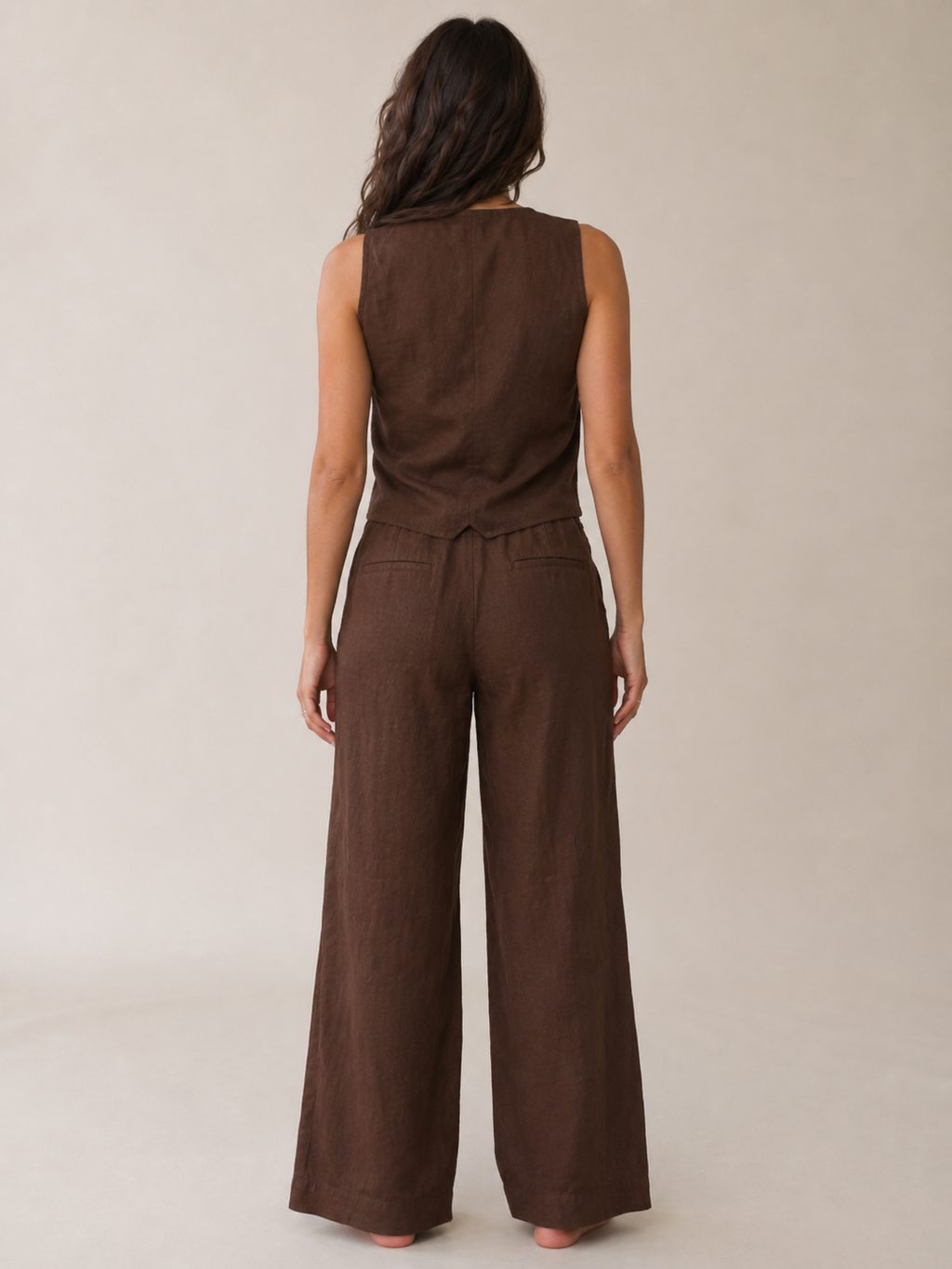The Chocolate Linen Waistcoat Trouser Set