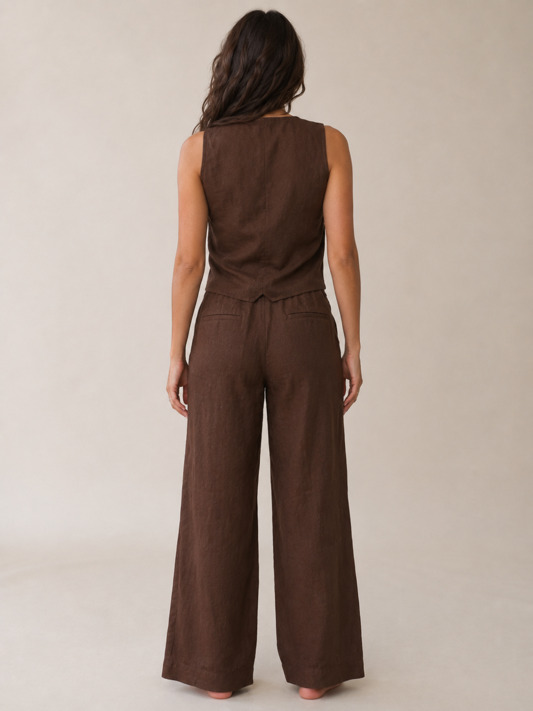 The Chocolate Linen Waistcoat Trouser Set