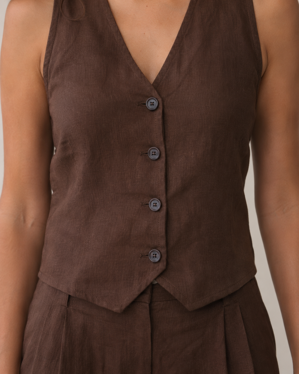 The Chocolate Linen Waistcoat Trouser Set