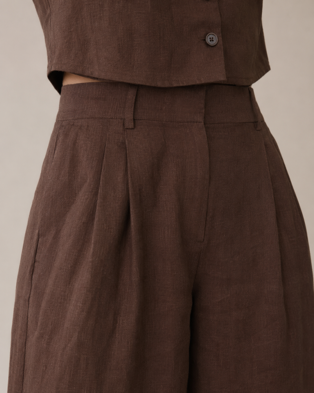 The Chocolate Linen Waistcoat Trouser Set