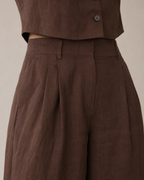 The Chocolate Linen Waistcoat Trouser Set