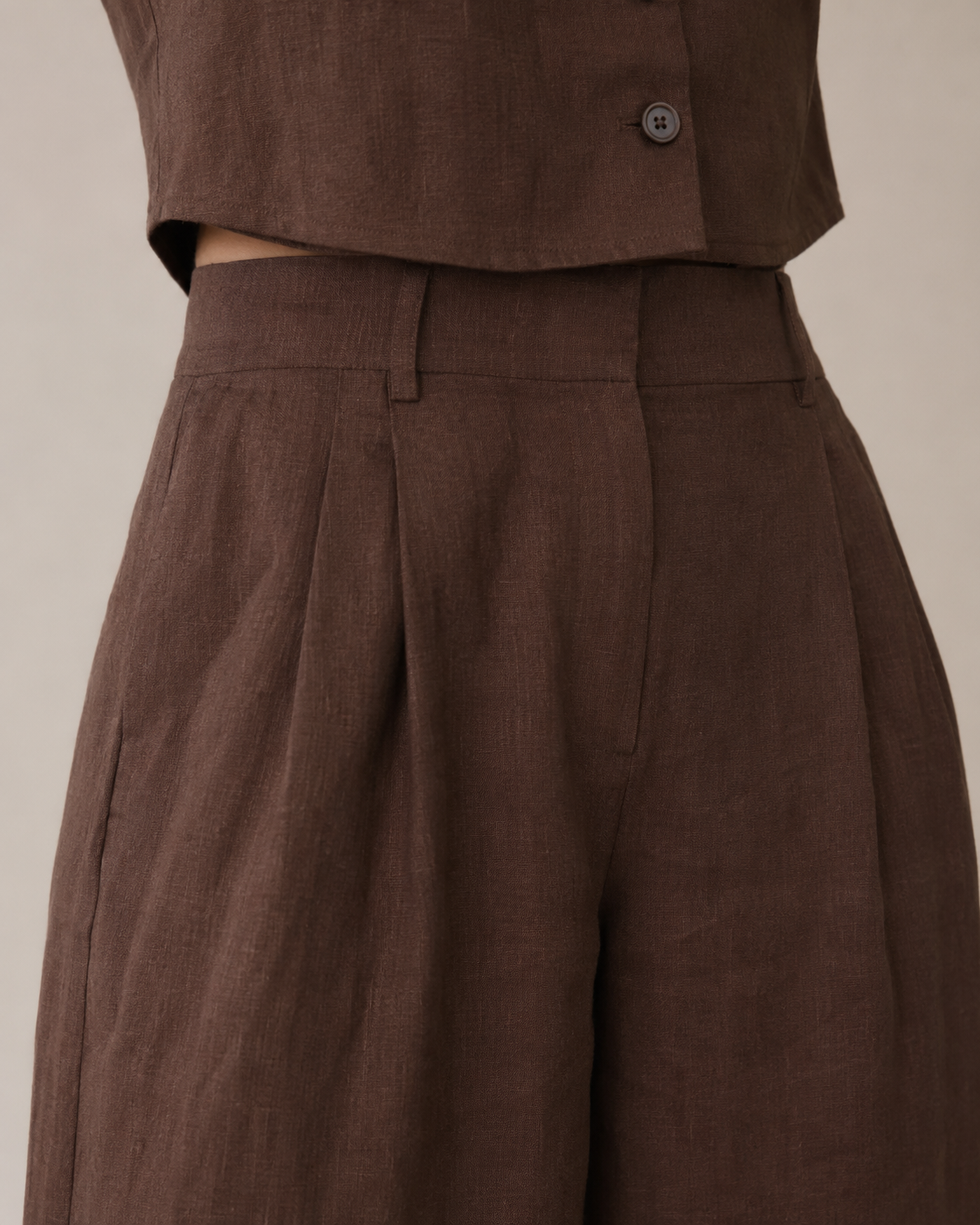 The Chocolate Linen Waistcoat Trouser Set