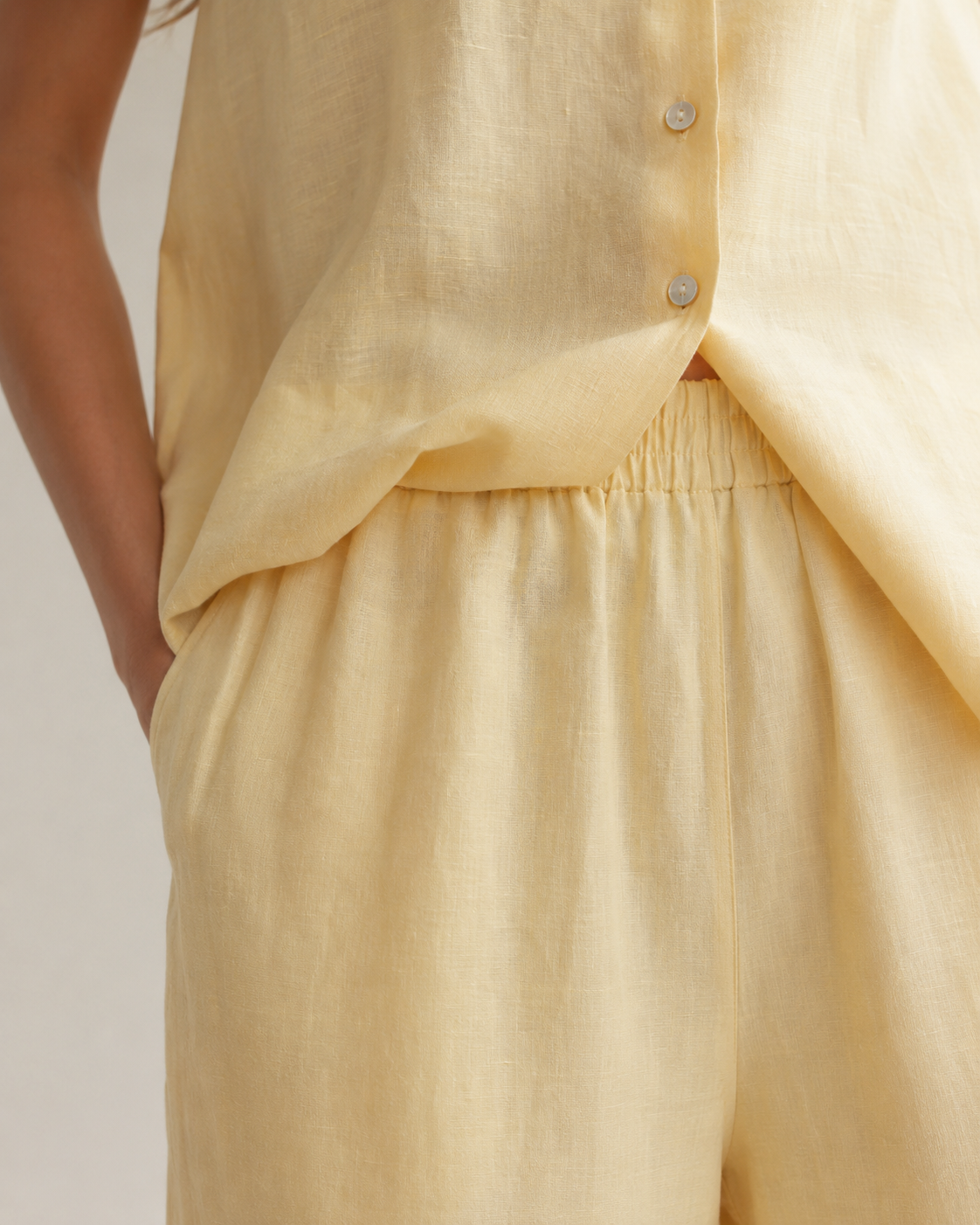 The Butter Linen Shirt Trouser Set trouser detail
