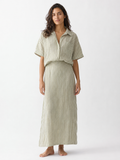The Olive Stripe Linen Co-ord Set front view