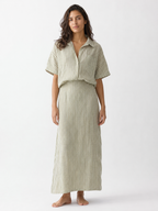 The Olive Stripe Linen Co-ord Set front view