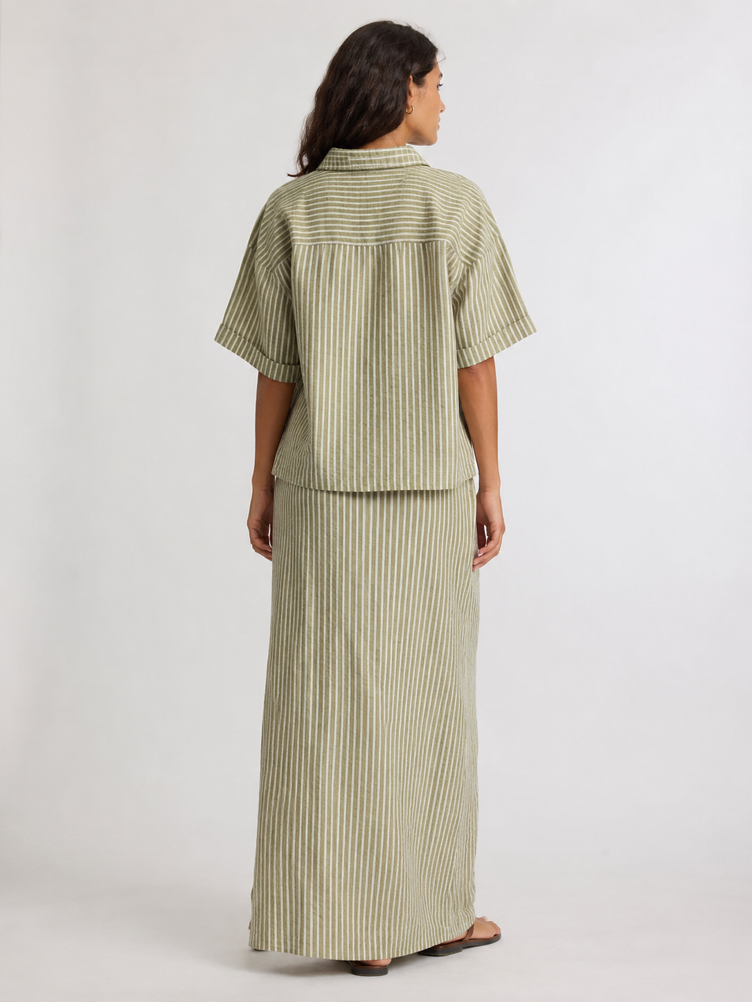 The Olive Stripe Linen Co-ord Set secondary view